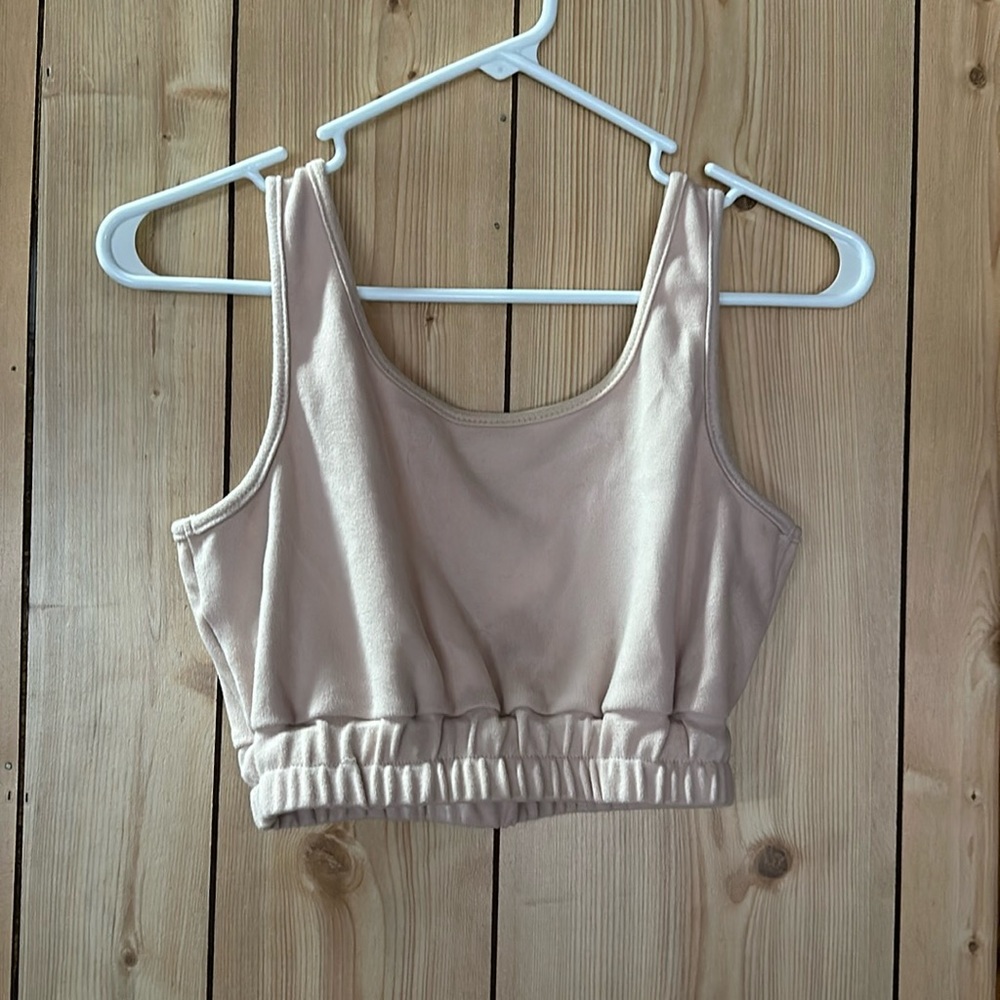 Plush crop top short set